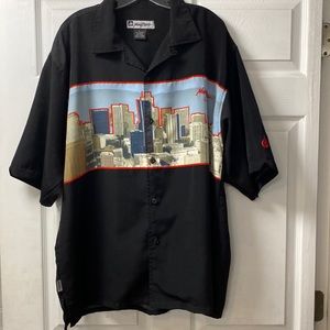 Johnny Blaze L.A. - ( Los Angeles ). Black Short Sleeve Button Down Shirt, Large